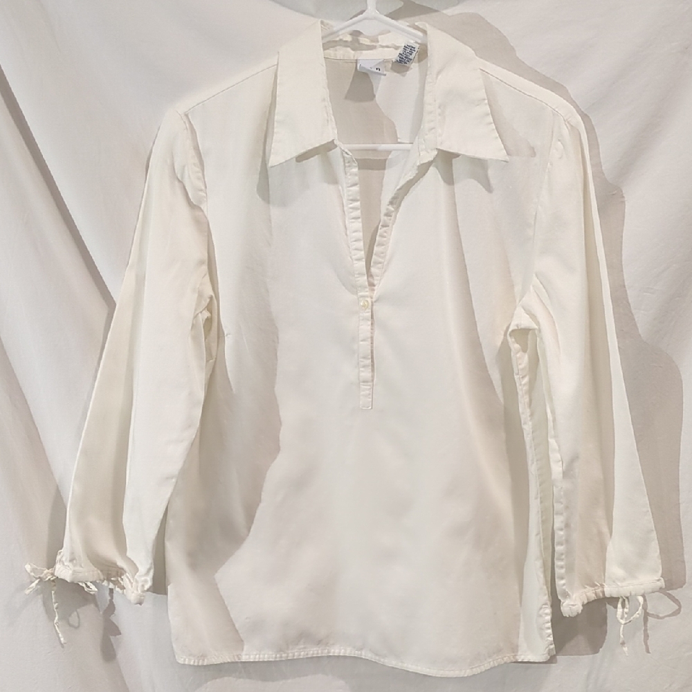 GAP | Open Collar Hip Length Cotton Shirt Bracelet Length Sleeves | M